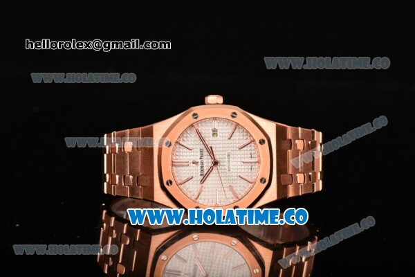 Audemars Piguet Royal Oak 41MM Miyota 9015 Automatic Full Rose Gold with White Dial and Stick Markers (BP) - Click Image to Close